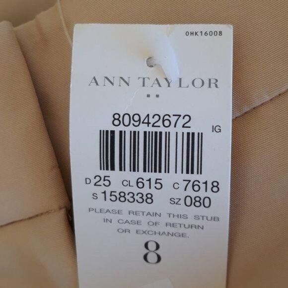 Ann Taylor Formal 100% Silk Lindsay Ankle Pants Metallic Tan Size 8 - Picture 7 of 11